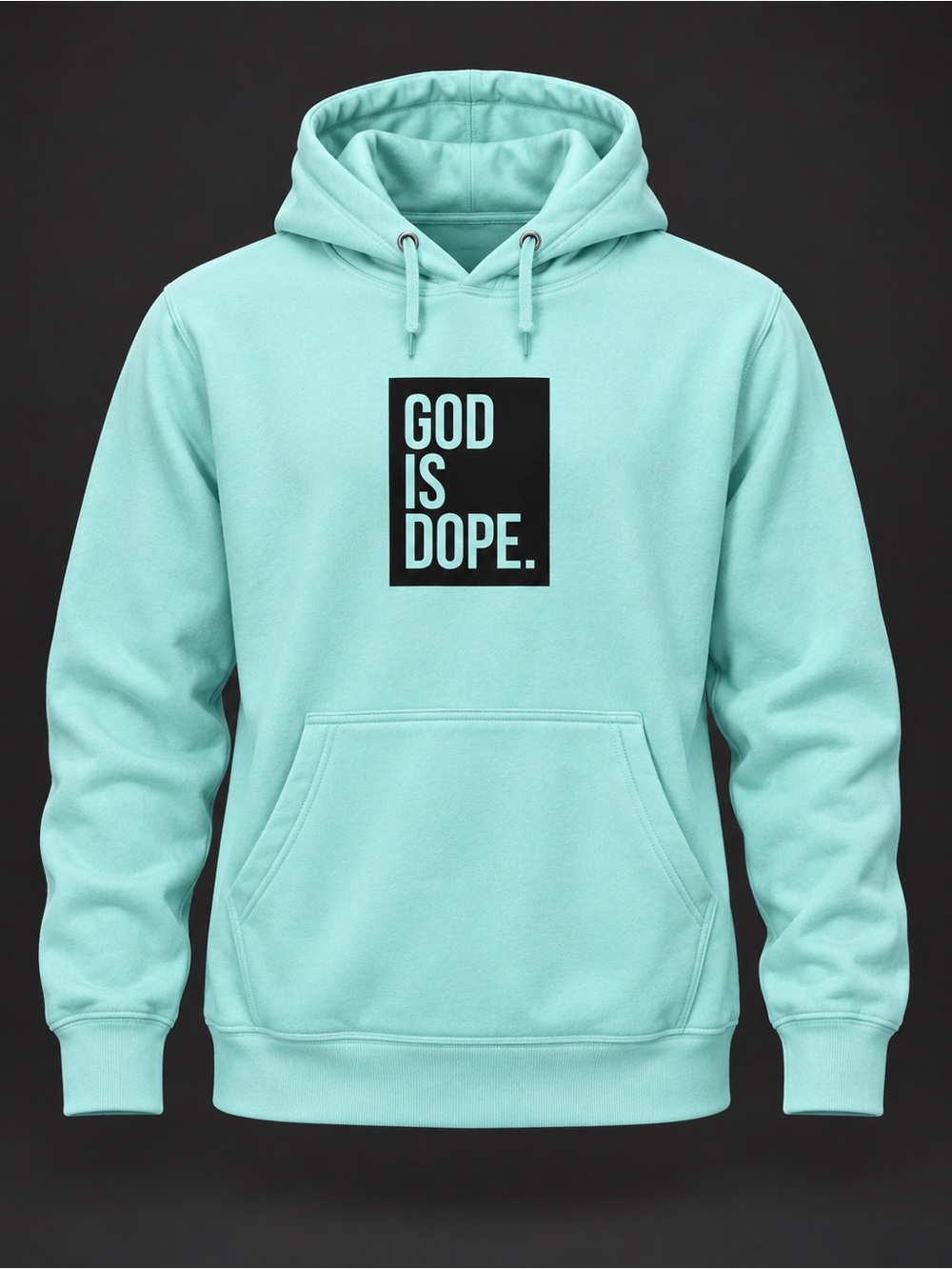 God Is Dope Mint Green Pullover Hoodie - Men's Sweatshirt Size M